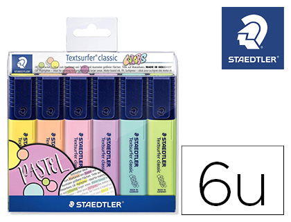 6 marcadores fluorescentes Staedtler Textsurfer 364 colores pastel surtidos
